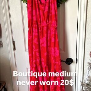 Vibrant Pink Floral Maxi Dress